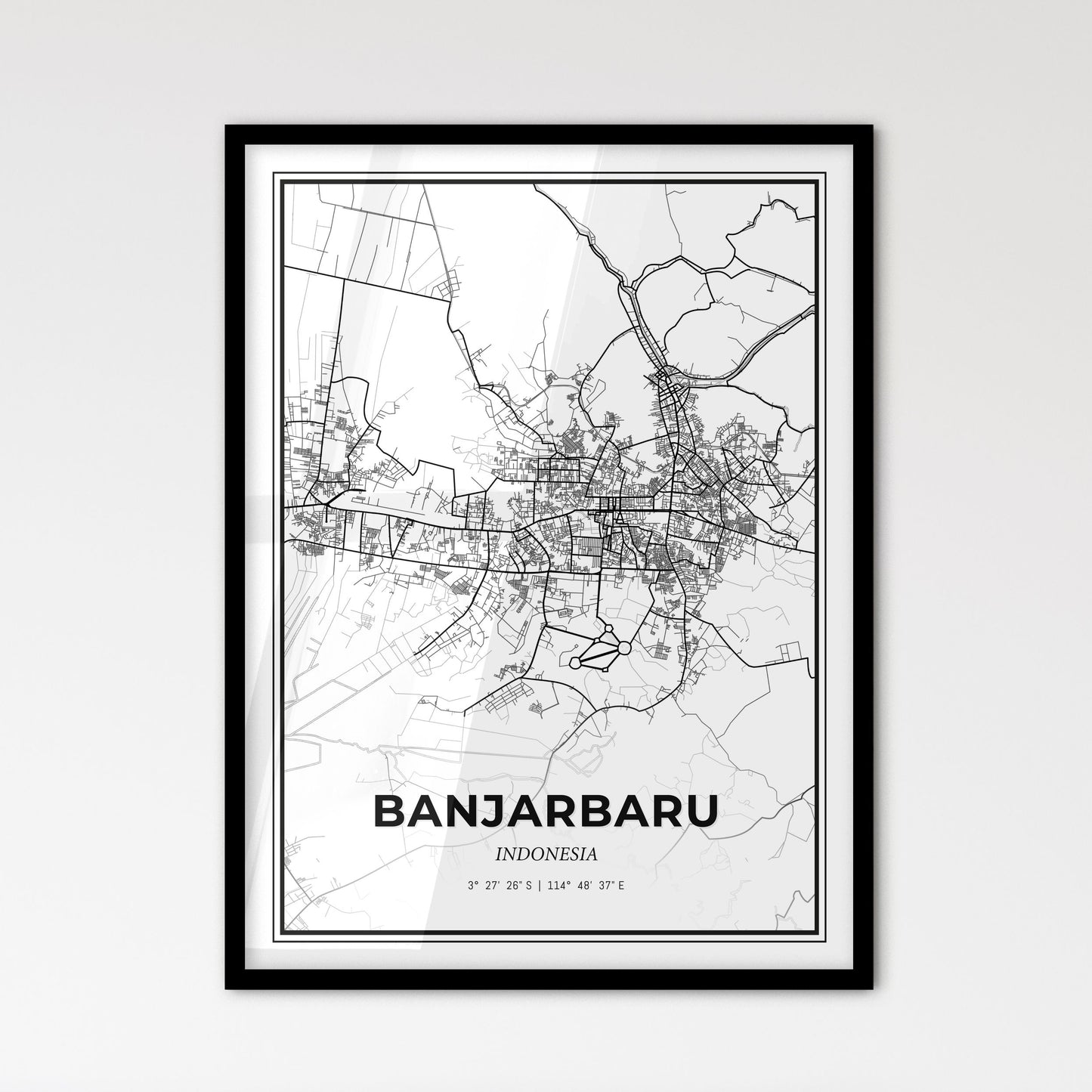 Banjarbaru Indonesia - Scandinavian Style City Map for Modern Home Decor