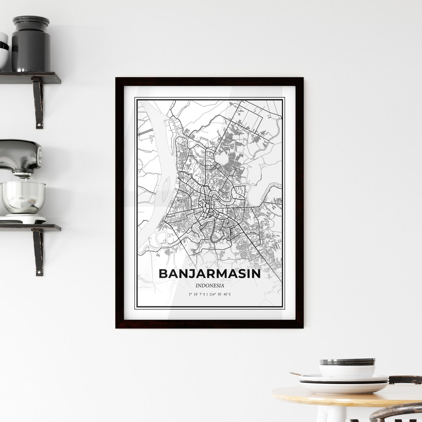 Banjarmasin Indonesia - Minimal City Map