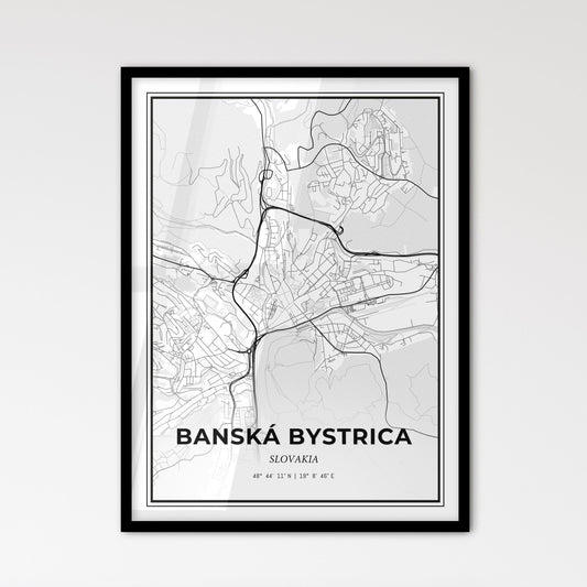 Banská Bystrica Slovakia - Scandinavian Style City Map for Modern Home Decor