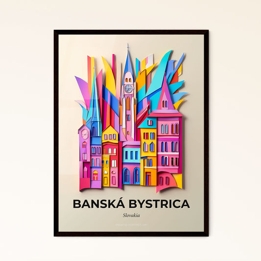 Vivid Banská Bystrica, Slovakia - a colorful city with a clock on the top of it