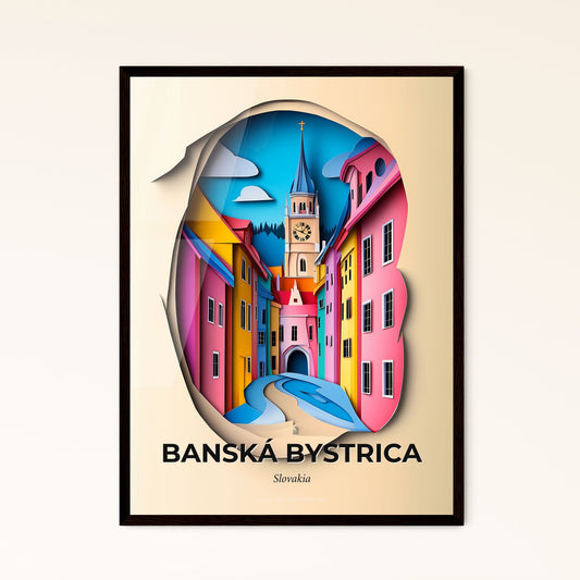 Vivid Banská Bystrica, Slovakia - a paper cut of a city with a clock tower