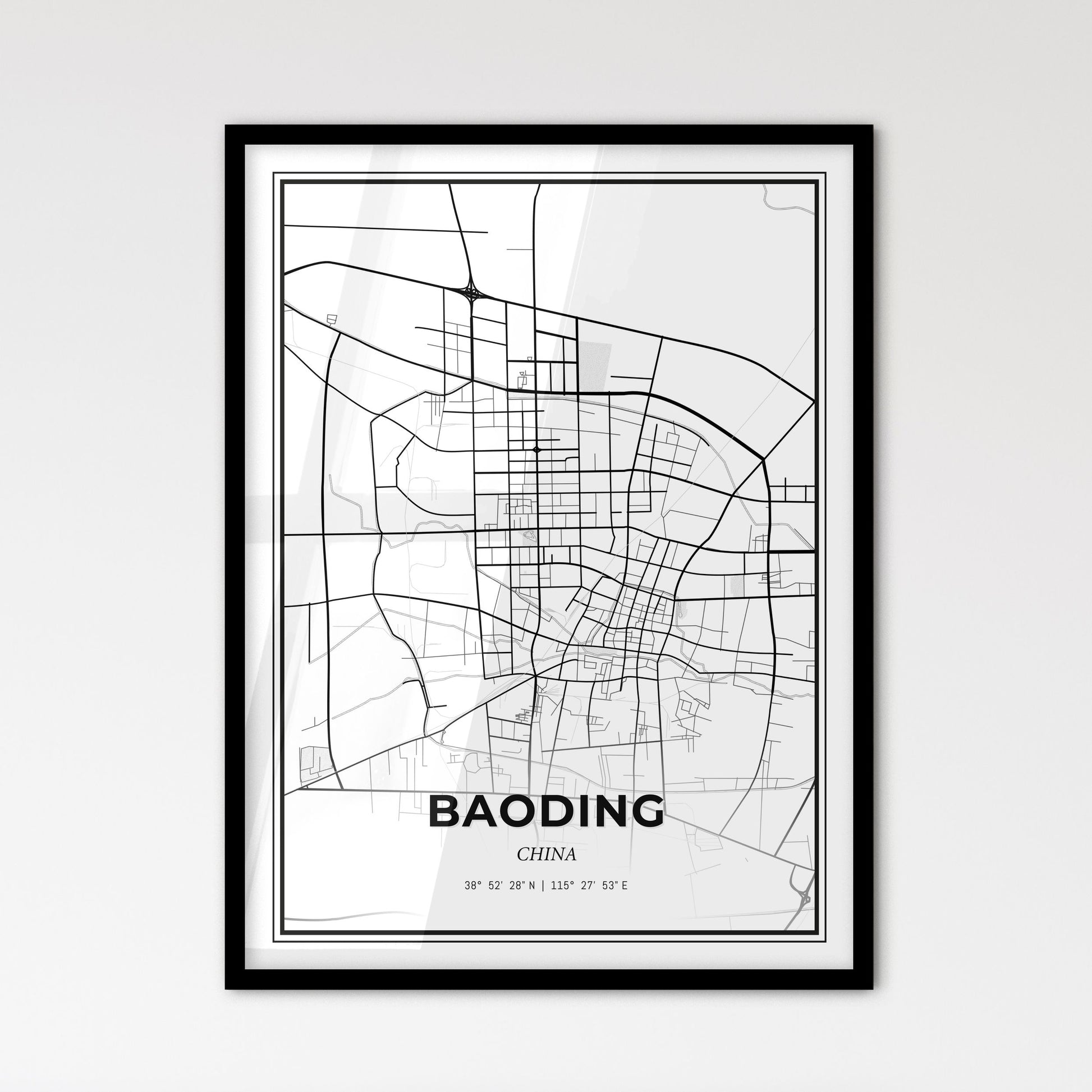 Baoding China - Scandinavian Style City Map for Modern Home Decor