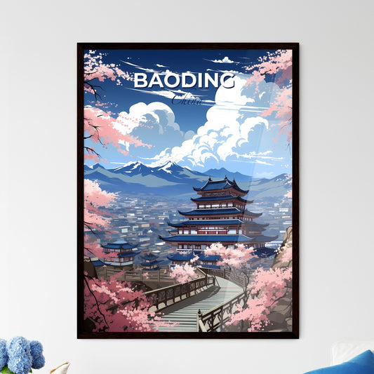 Baoding China Skyline Painting Artistic Vibrant Cityscape Architecture Bridge Mountains Default Title