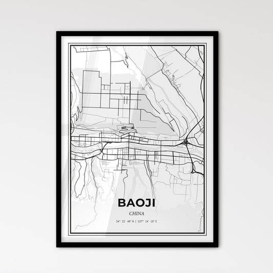 Baoji China - Scandinavian Style City Map for Modern Home Decor