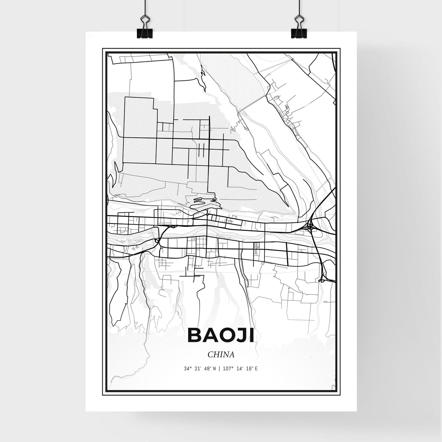 Baoji China - Premium City Map Poster