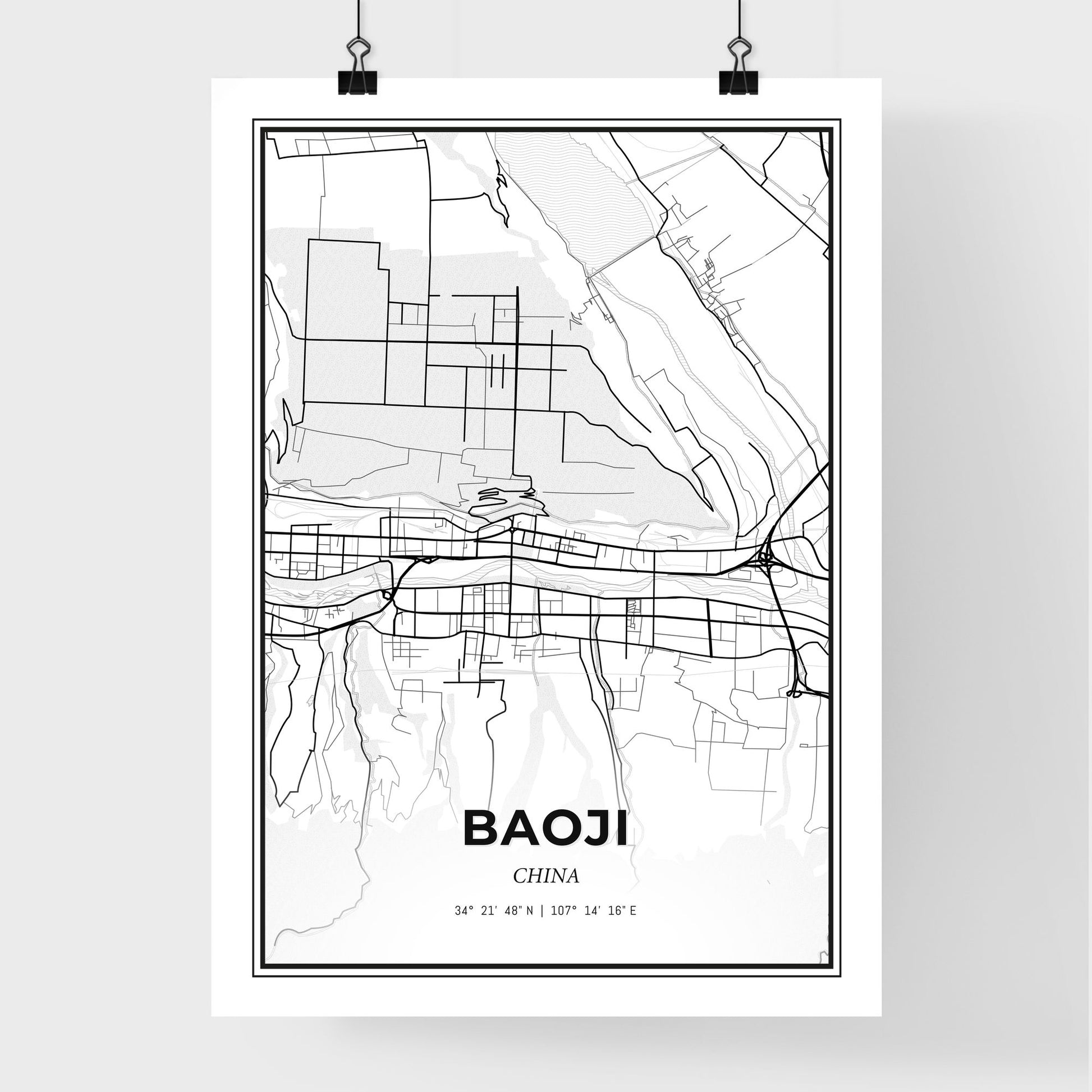 Baoji China - Premium City Map Poster