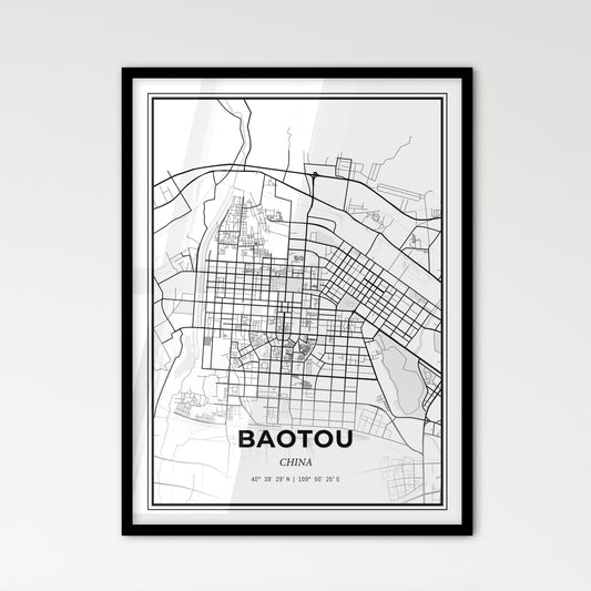 Baotou China - Scandinavian Style City Map for Modern Home Decor