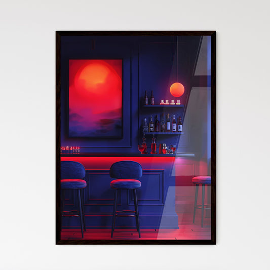 Modern and Cozy Bar Interior with Artwork - Framed Art Print