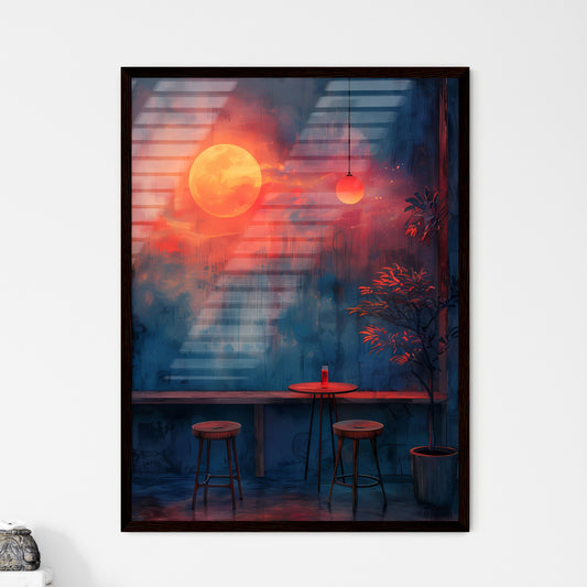 Vibrant Painting of Room with Table - Framed Art Print