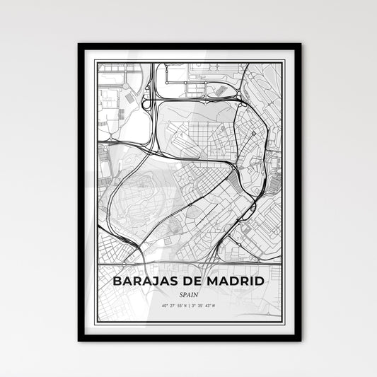 Barajas de Madrid Spain - Scandinavian Style City Map for Modern Home Decor