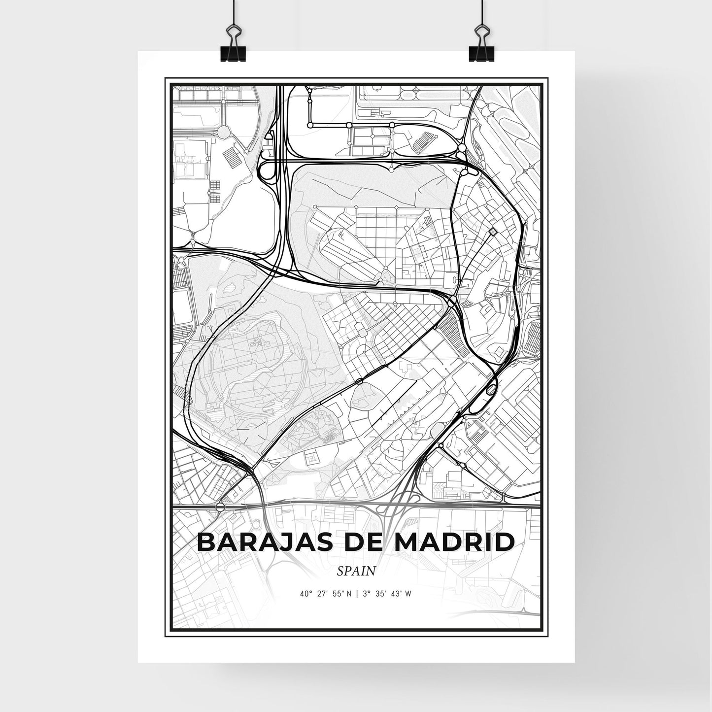 Barajas de Madrid Spain - Premium City Map Poster