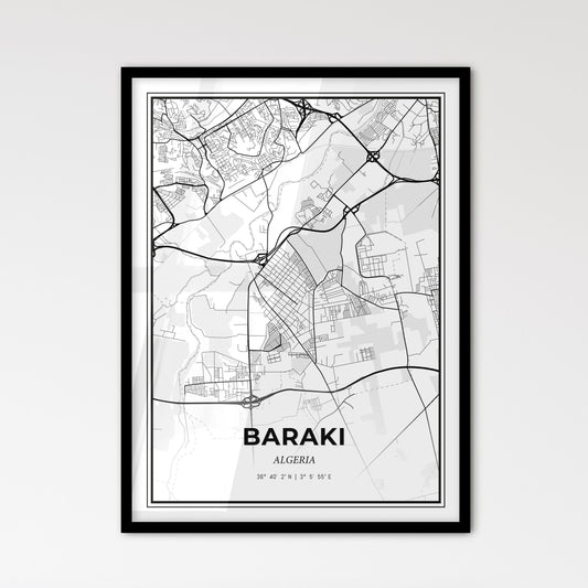 Baraki Algeria - Scandinavian Style City Map for Modern Home Decor