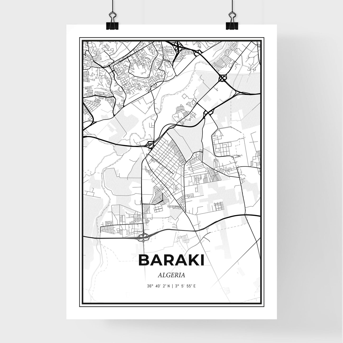 Baraki Algeria - Premium City Map Poster