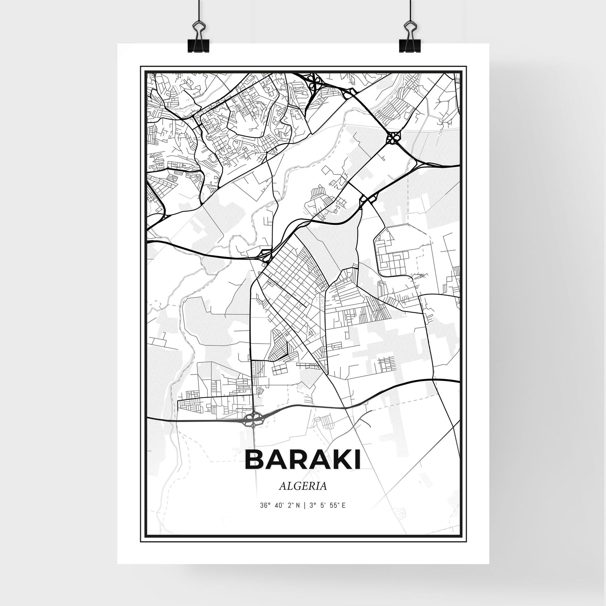 Baraki Algeria - Premium City Map Poster