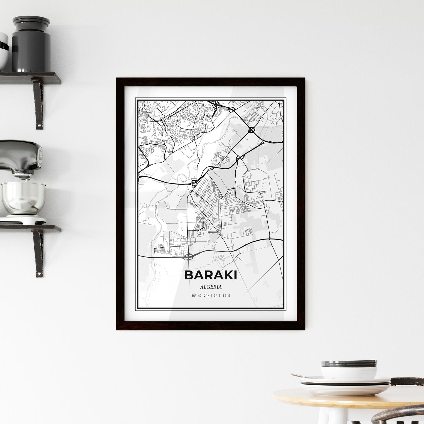 Baraki Algeria - Minimal City Map