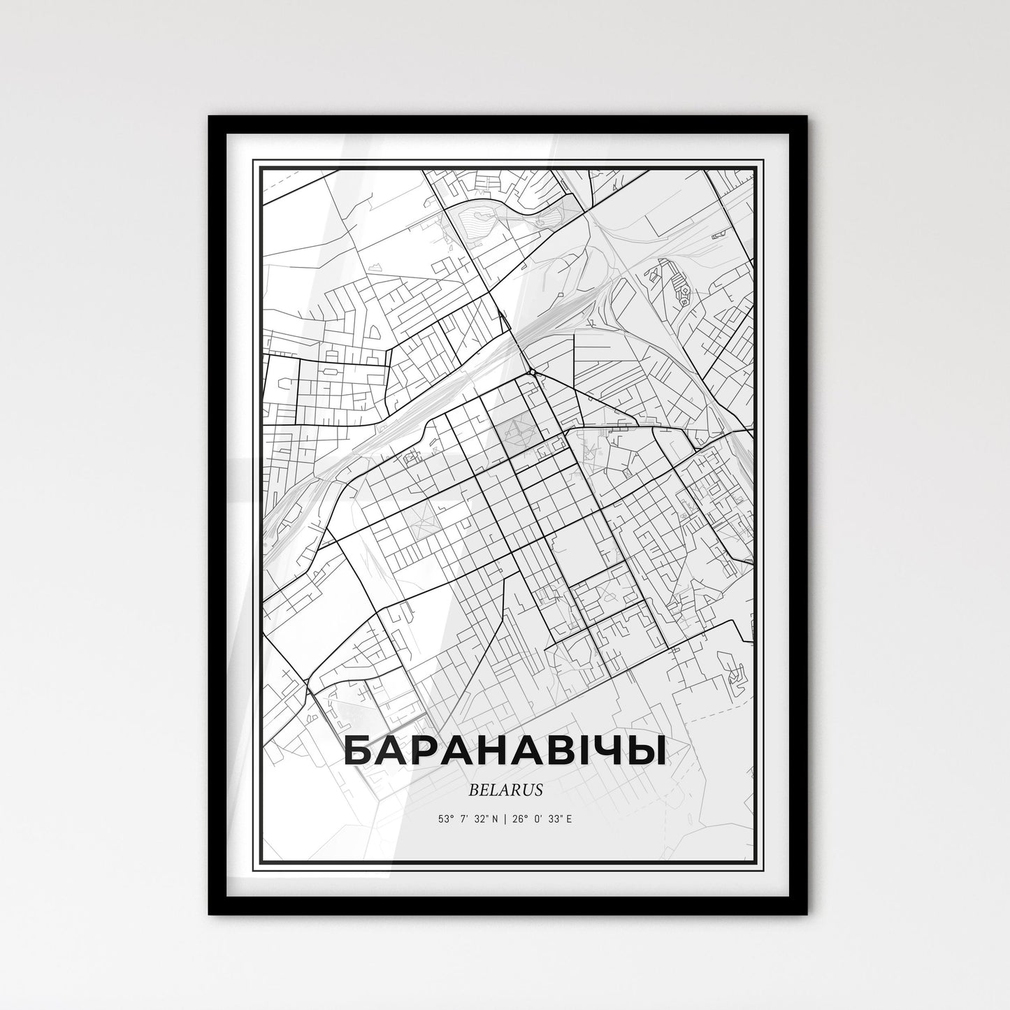 Baranavichy Belarus - Scandinavian Style City Map for Modern Home Decor