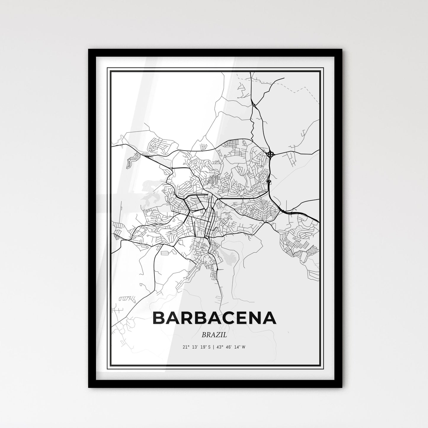 Barbacena Brazil - Scandinavian Style City Map for Modern Home Decor