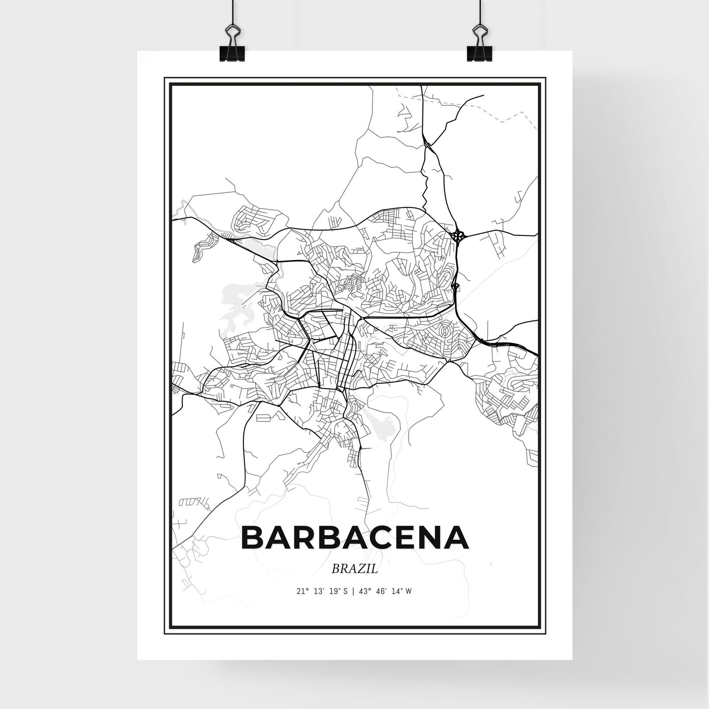 Barbacena Brazil - Premium City Map Poster