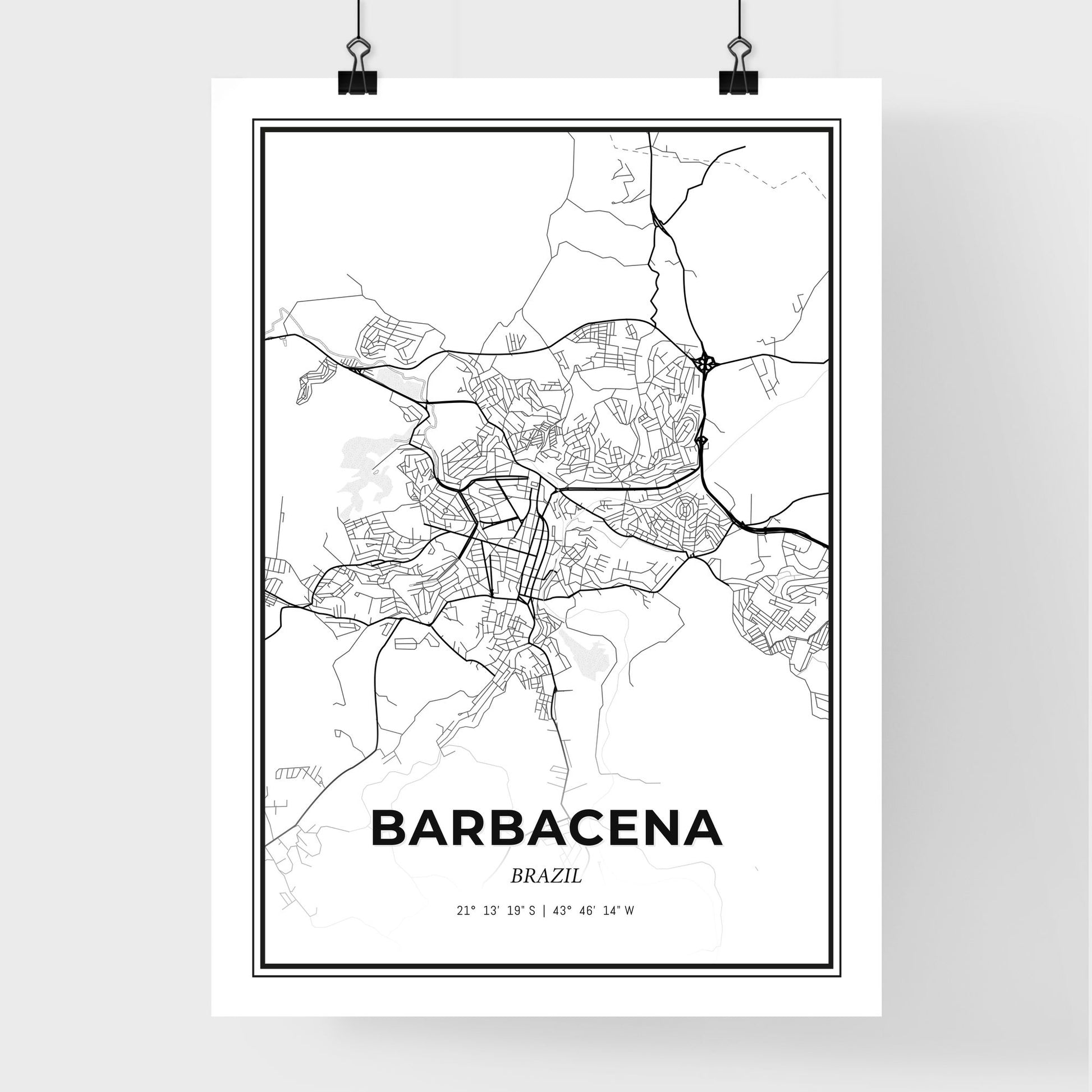 Barbacena Brazil - Premium City Map Poster