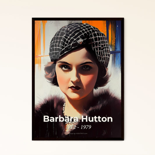 Portrait of Barbara Hutton, 1912 - 1979. Impressionistic painting of a woman wearing a hat.