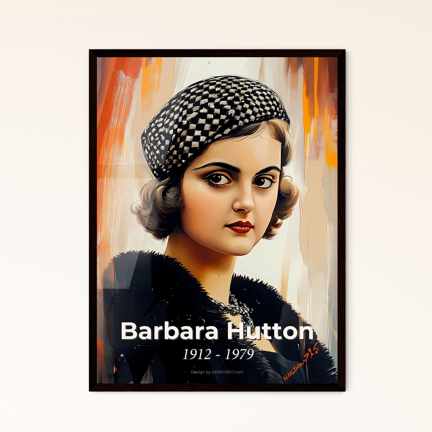 Portrait of Barbara Hutton, 1912 - 1979. Impressionistic painting of a woman wearing a hat.