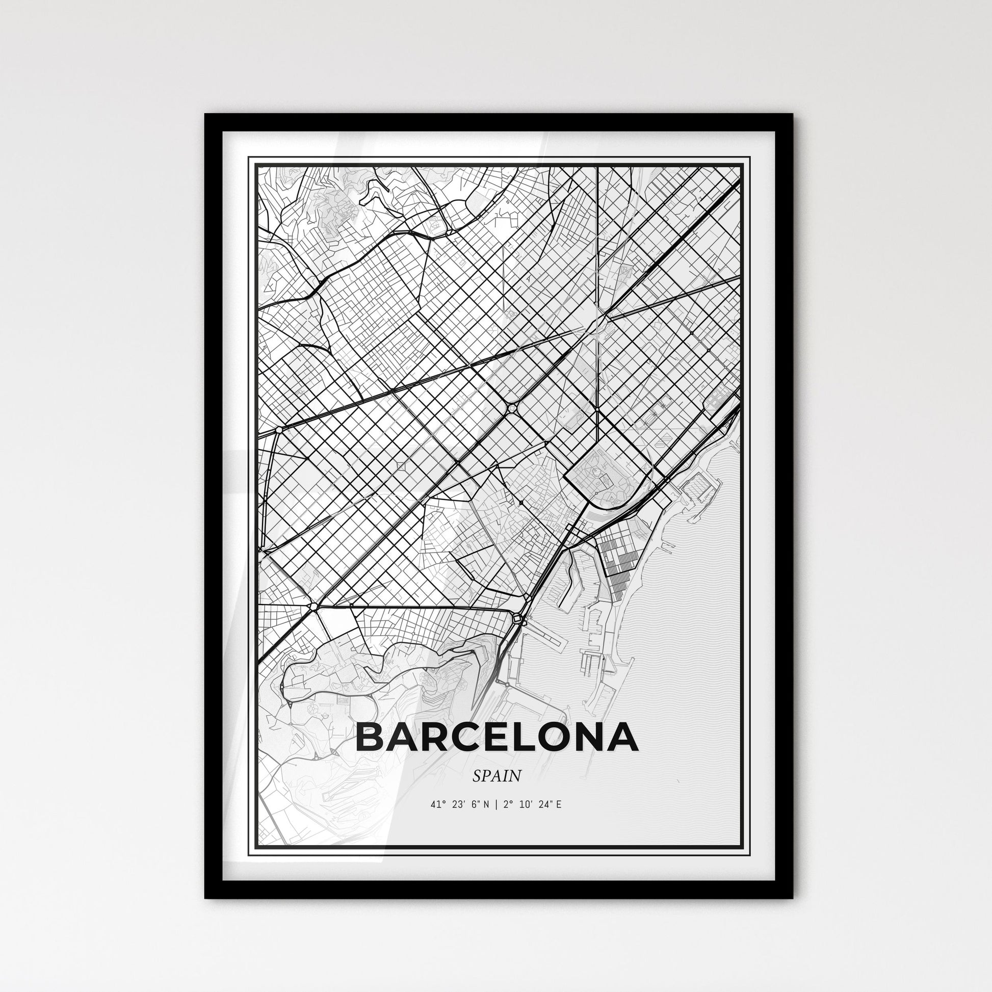 Barcelona Spain - Scandinavian Style City Map for Modern Home Decor