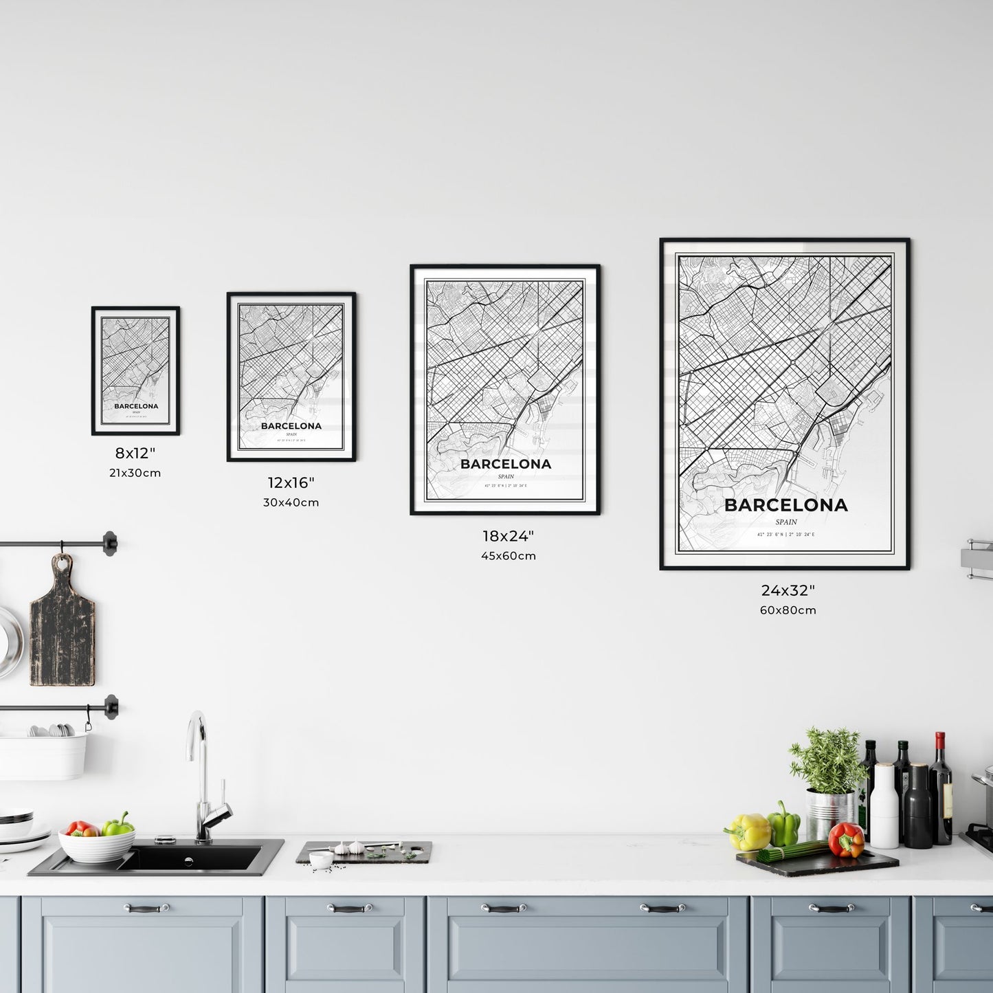 Barcelona Spain - Customizable Modern City Map