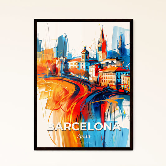 Vibrant Barcelona, Spain - A Painting Of A City