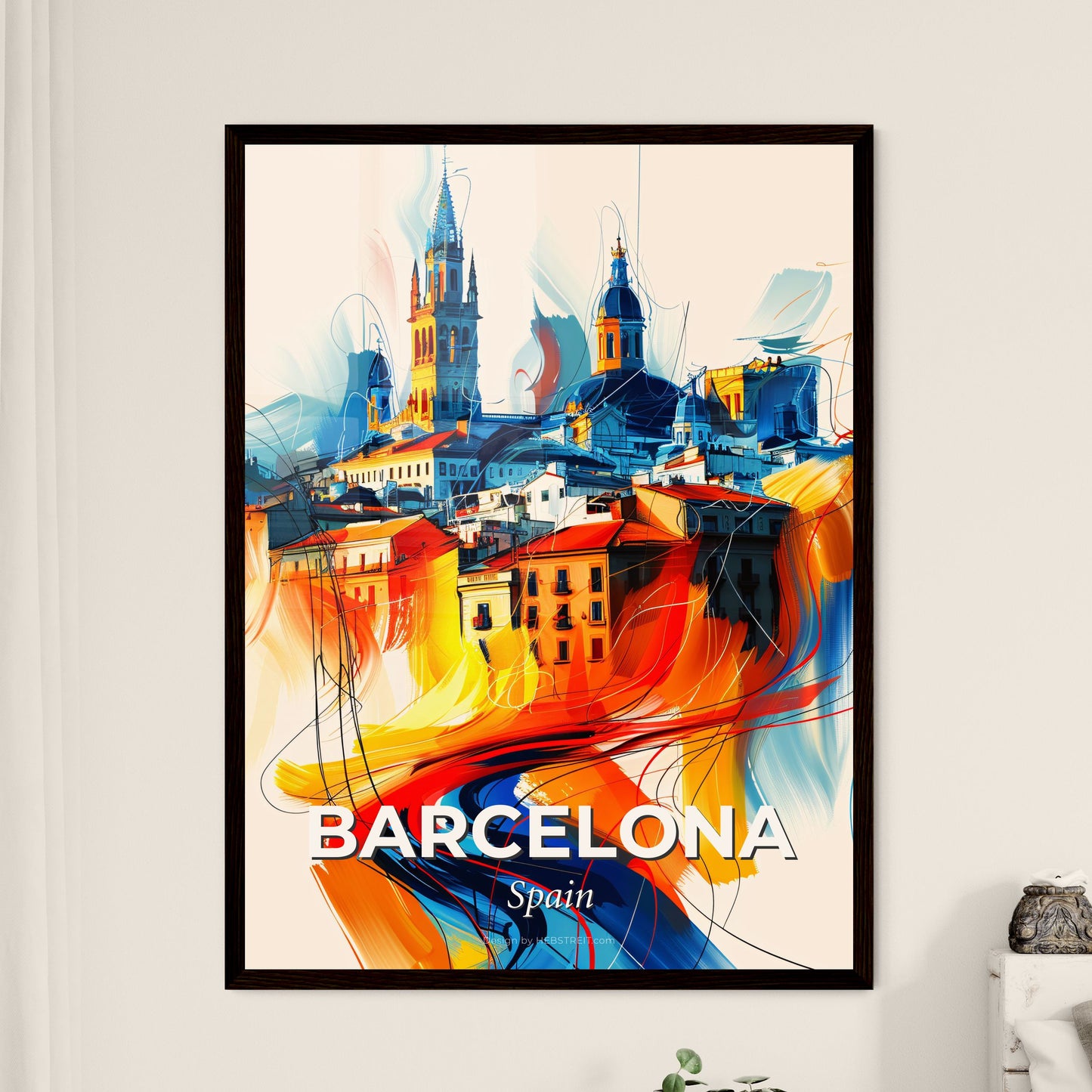 Vibrant Barcelona, Spain - A Painting Of A City