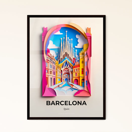 Vivid Barcelona, Spain - a paper cut of a city with a bridge