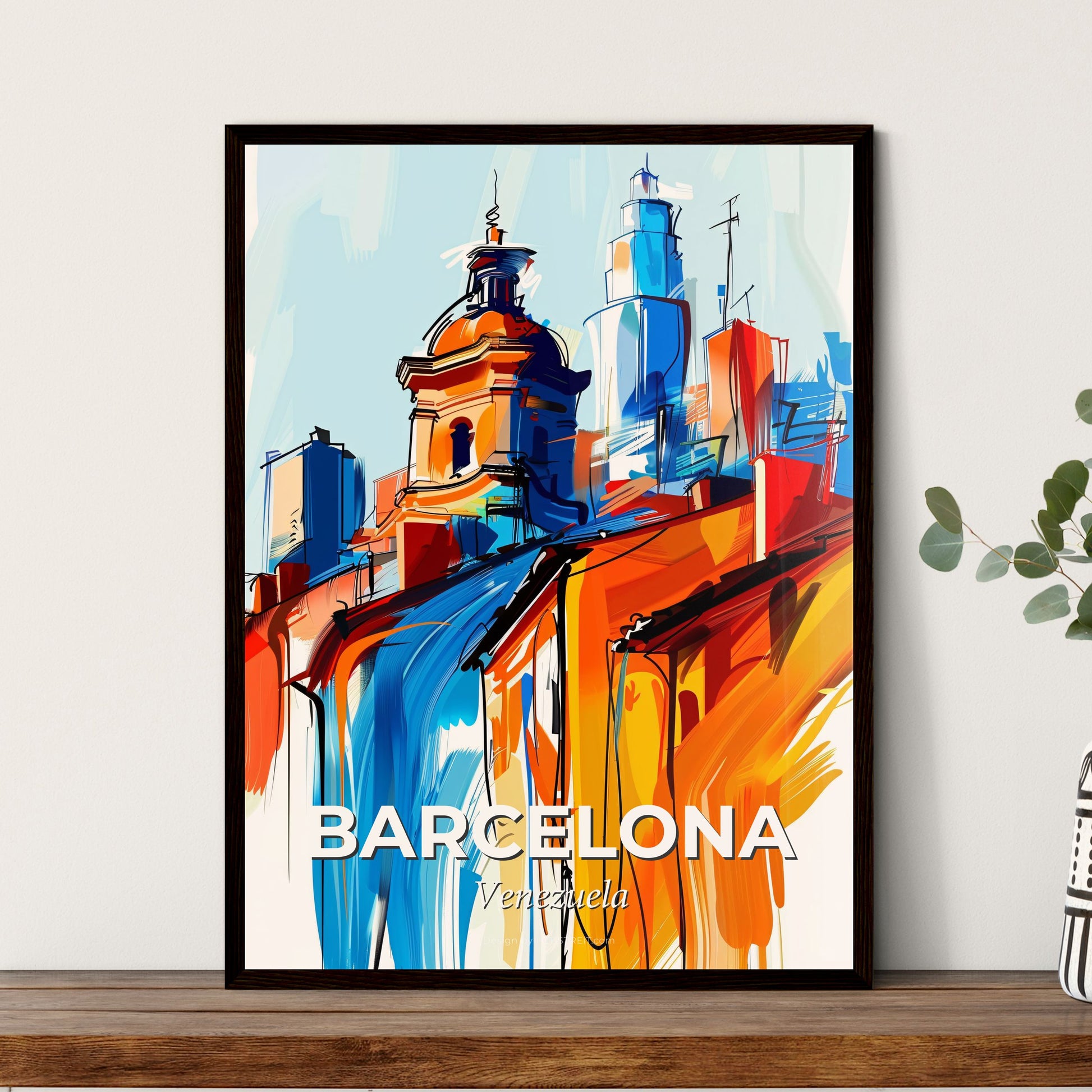 Vibrant Barcelona, Venezuela - A Painting Of A City