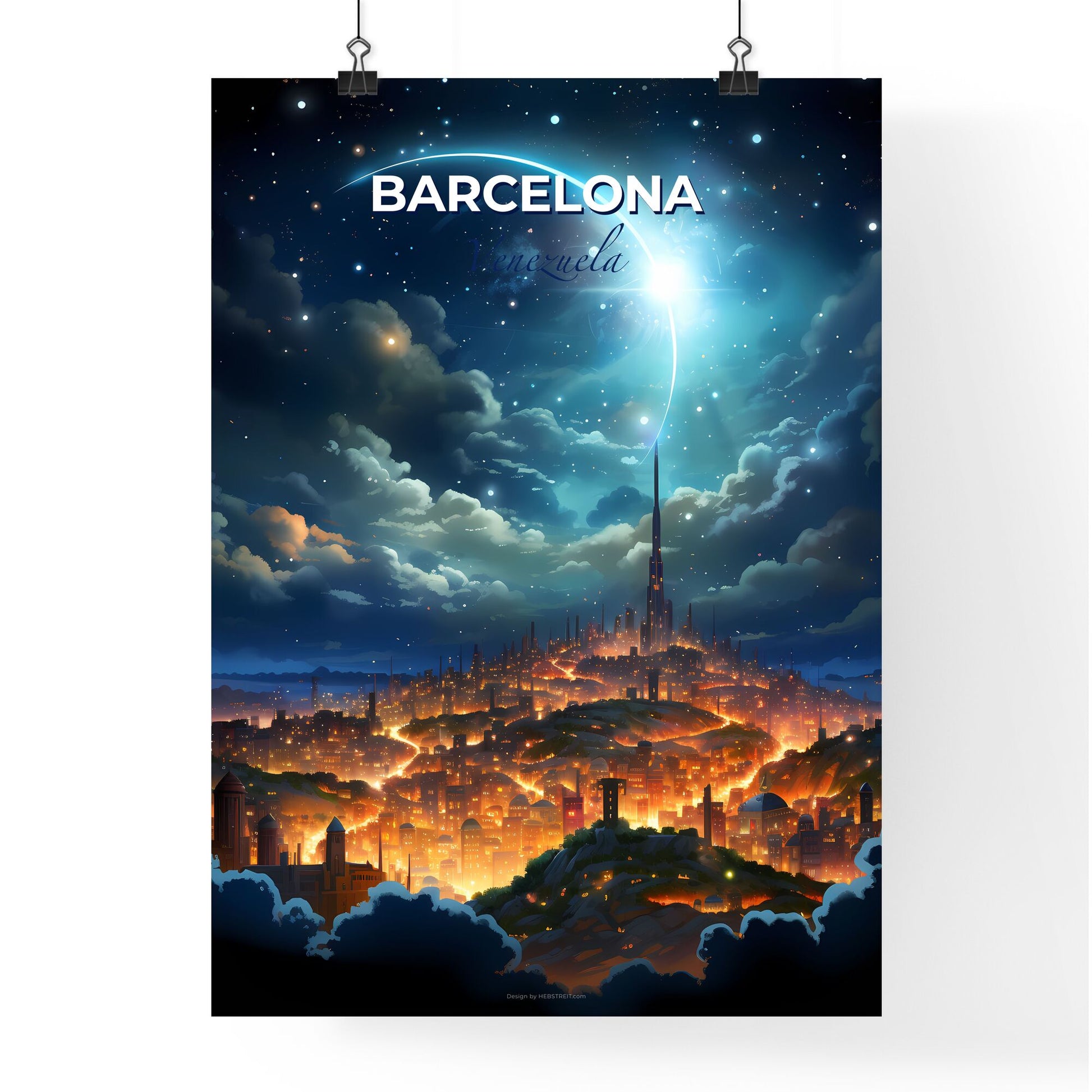 Barcelona Venezuela Cityscape Painting Urban Artwork Bright Sky Art Default Title