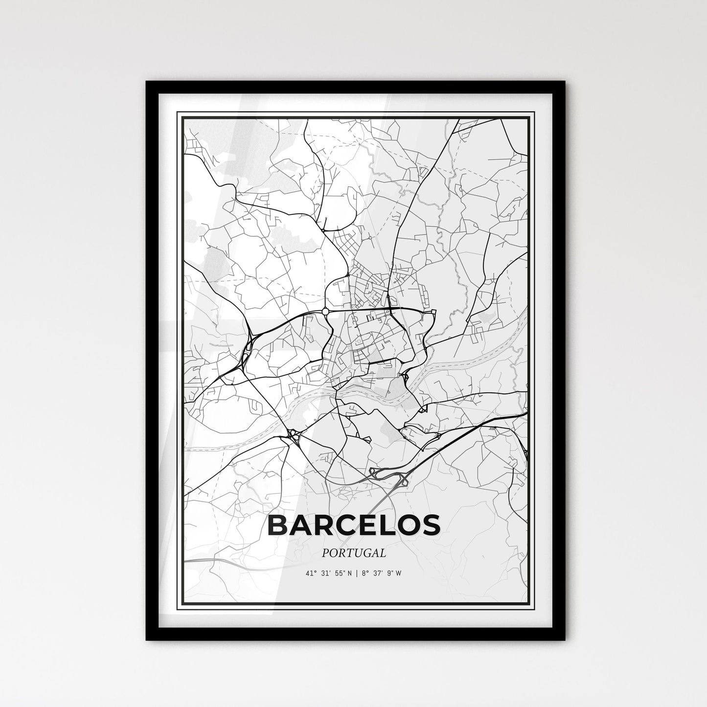 Barcelos Portugal - Scandinavian Style City Map for Modern Home Decor