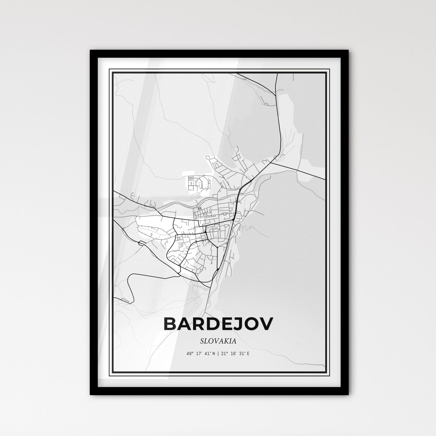 Bardejov Slovakia - Scandinavian Style City Map for Modern Home Decor