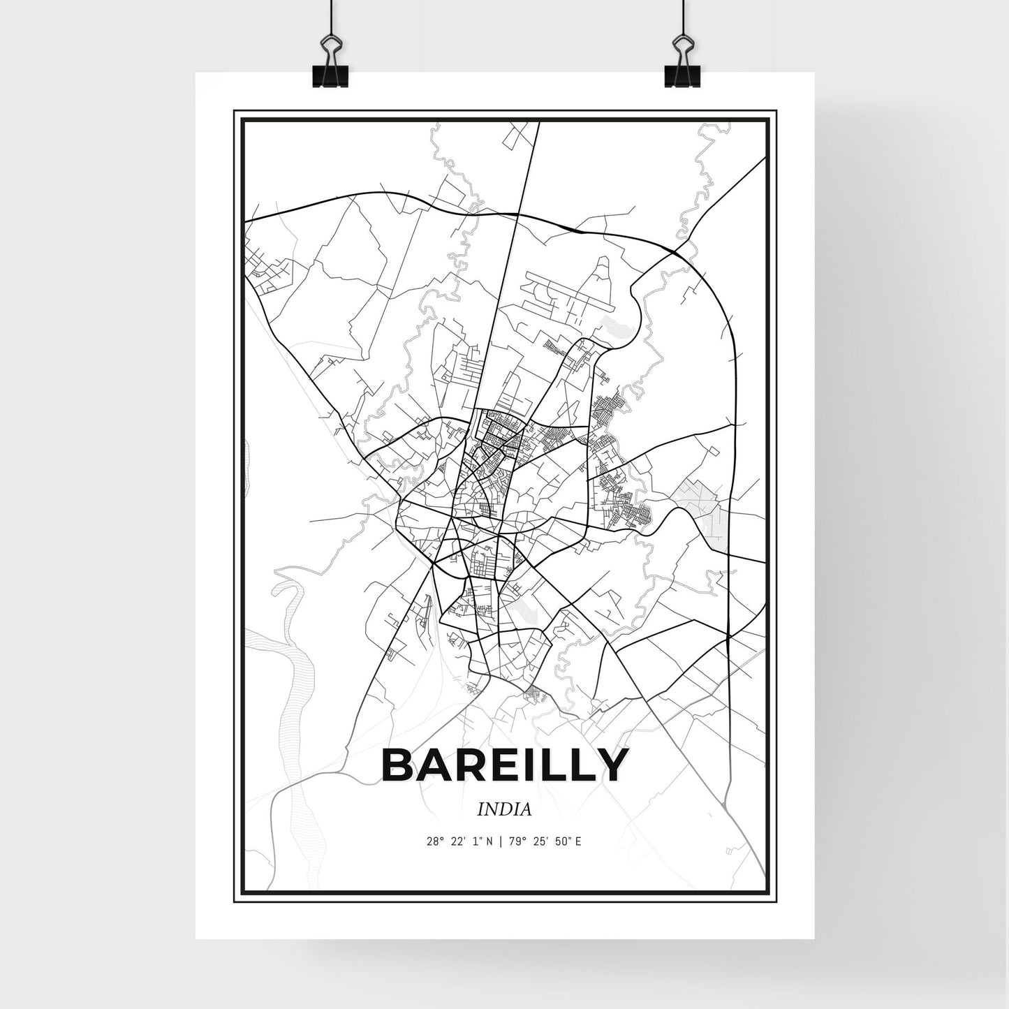 Bareilly India - Premium City Map Poster