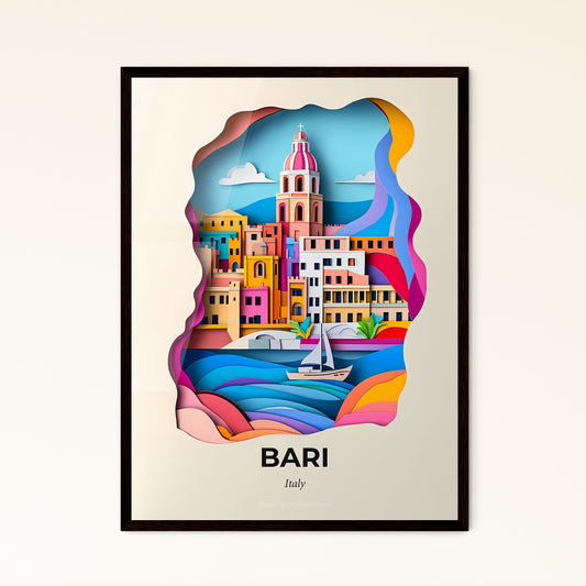 Vivid Bari, Italy - a paper cut of a city with a sailboat