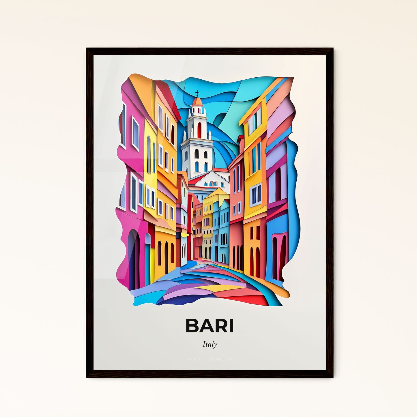 Vivid Bari, Italy - a colorful city street with a clock tower