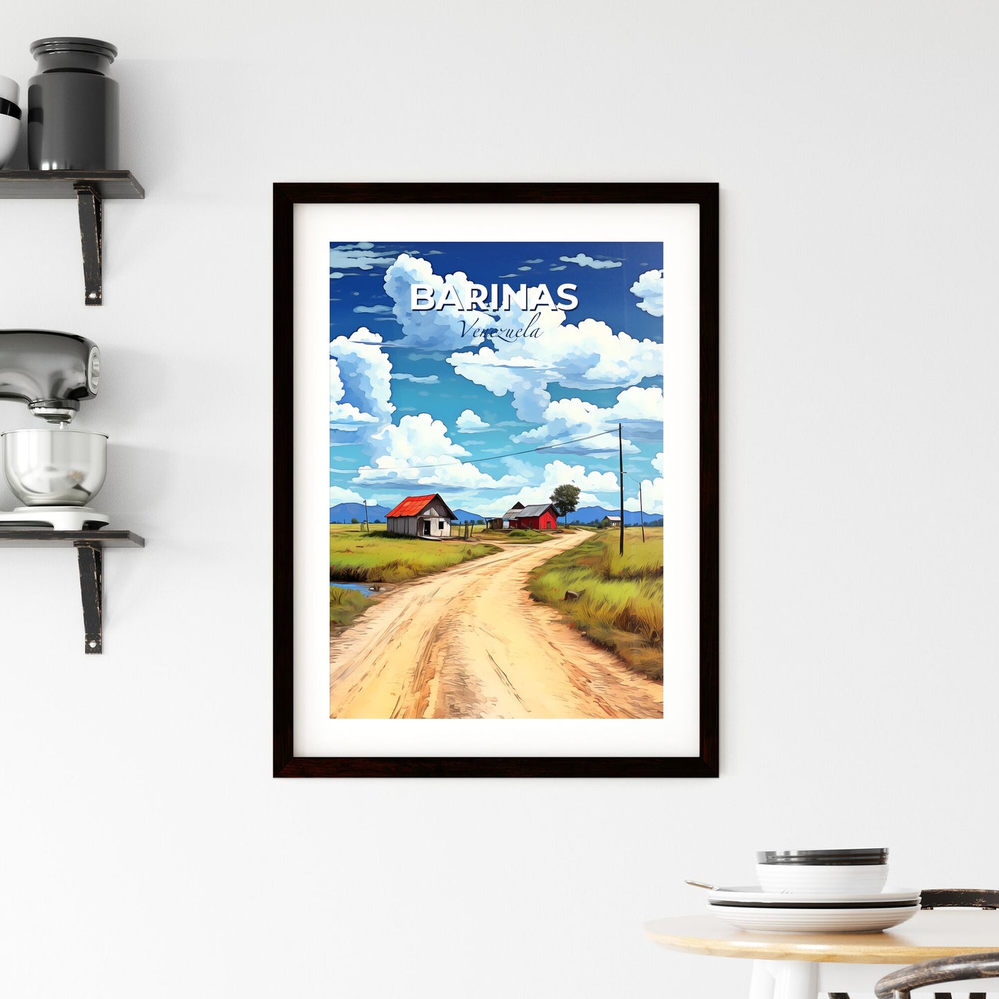 Vibrant Art Painting: Dirt Road to Farm in Barinas Venezuela Skyline Default Title