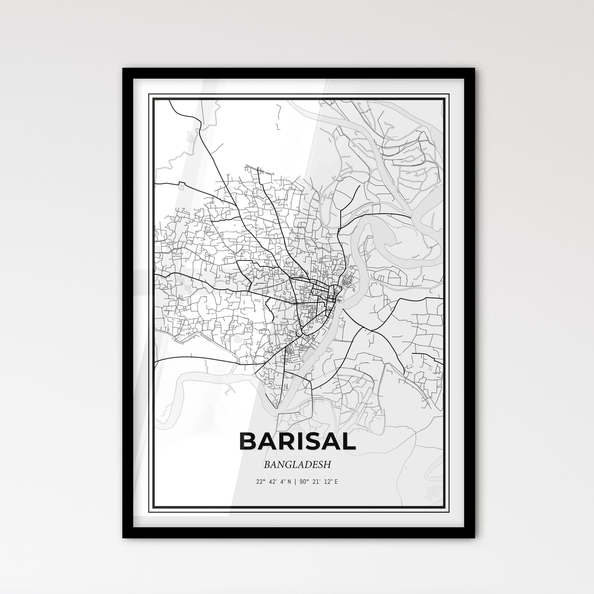 Barisal Bangladesh - Scandinavian Style City Map for Modern Home Decor