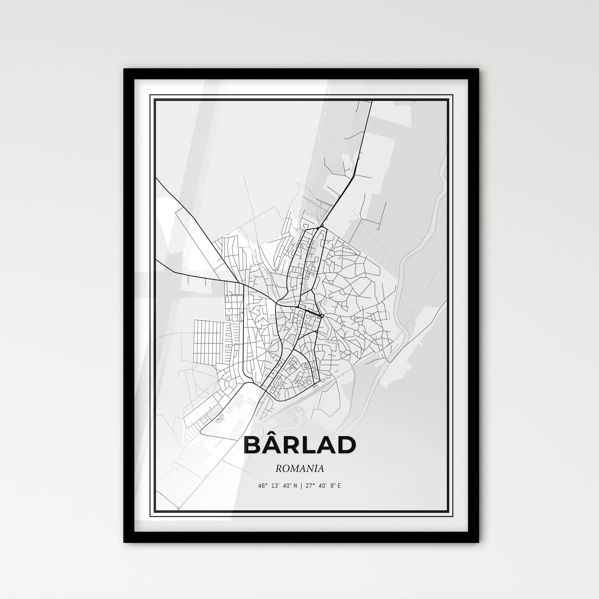 Bârlad Romania - Scandinavian Style City Map for Modern Home Decor