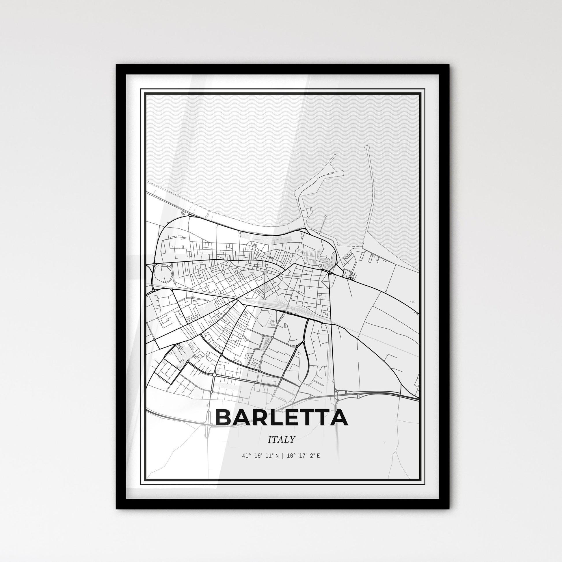 Barletta Italy - Scandinavian Style City Map for Modern Home Decor