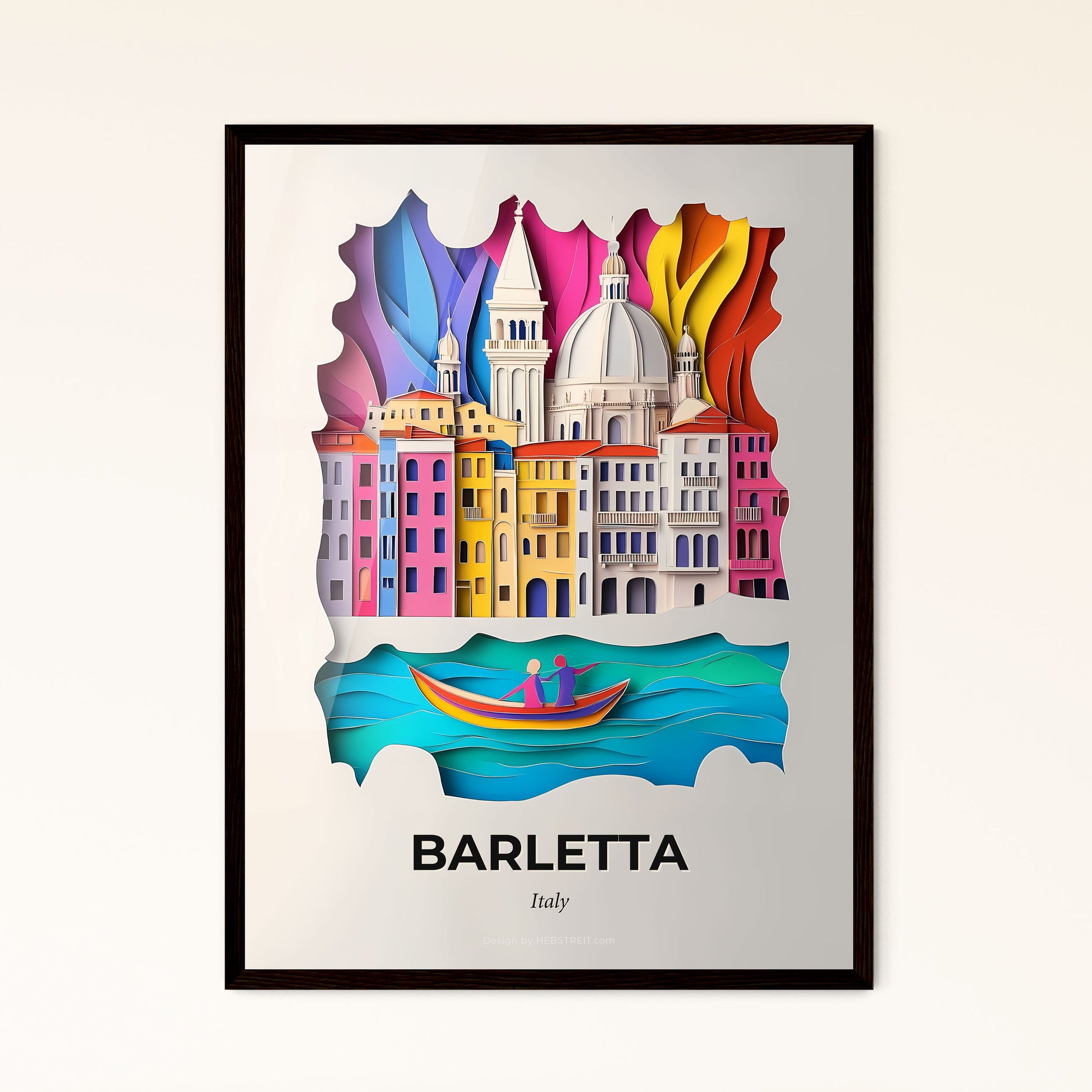 Vivid Barletta, Italy - a paper cut of a city with a boat