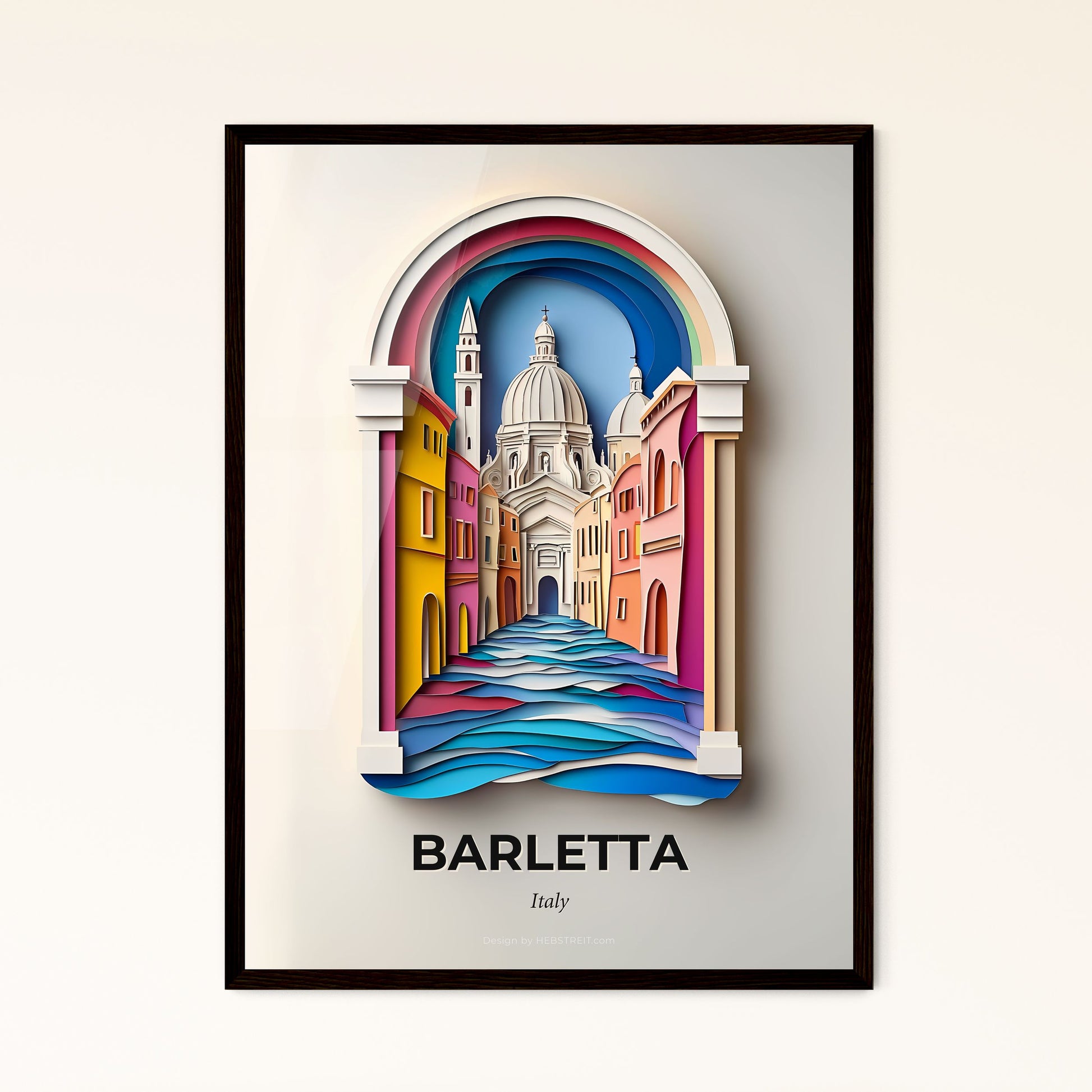 Vivid Barletta, Italy - a paper cut of a city with a church