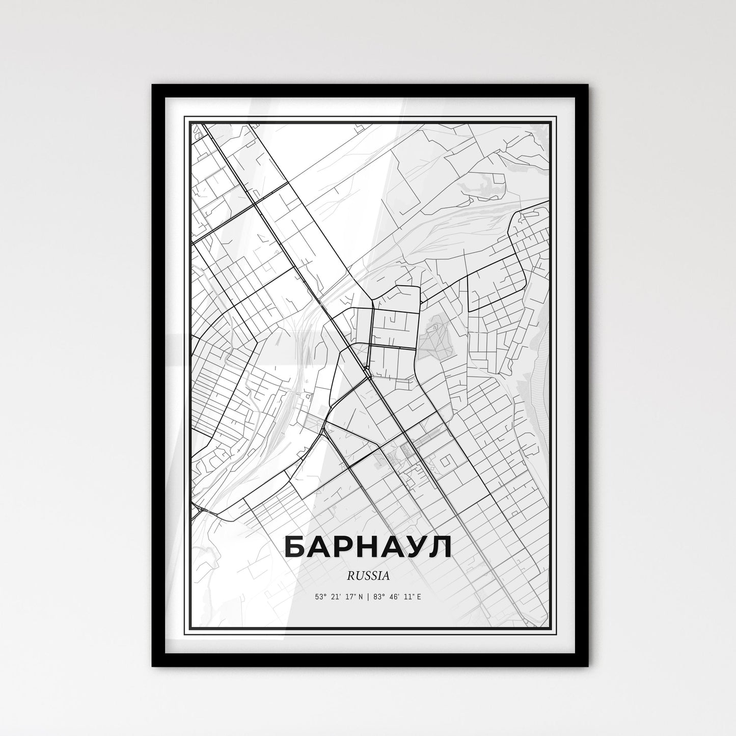 Barnaul Russia - Scandinavian Style City Map for Modern Home Decor