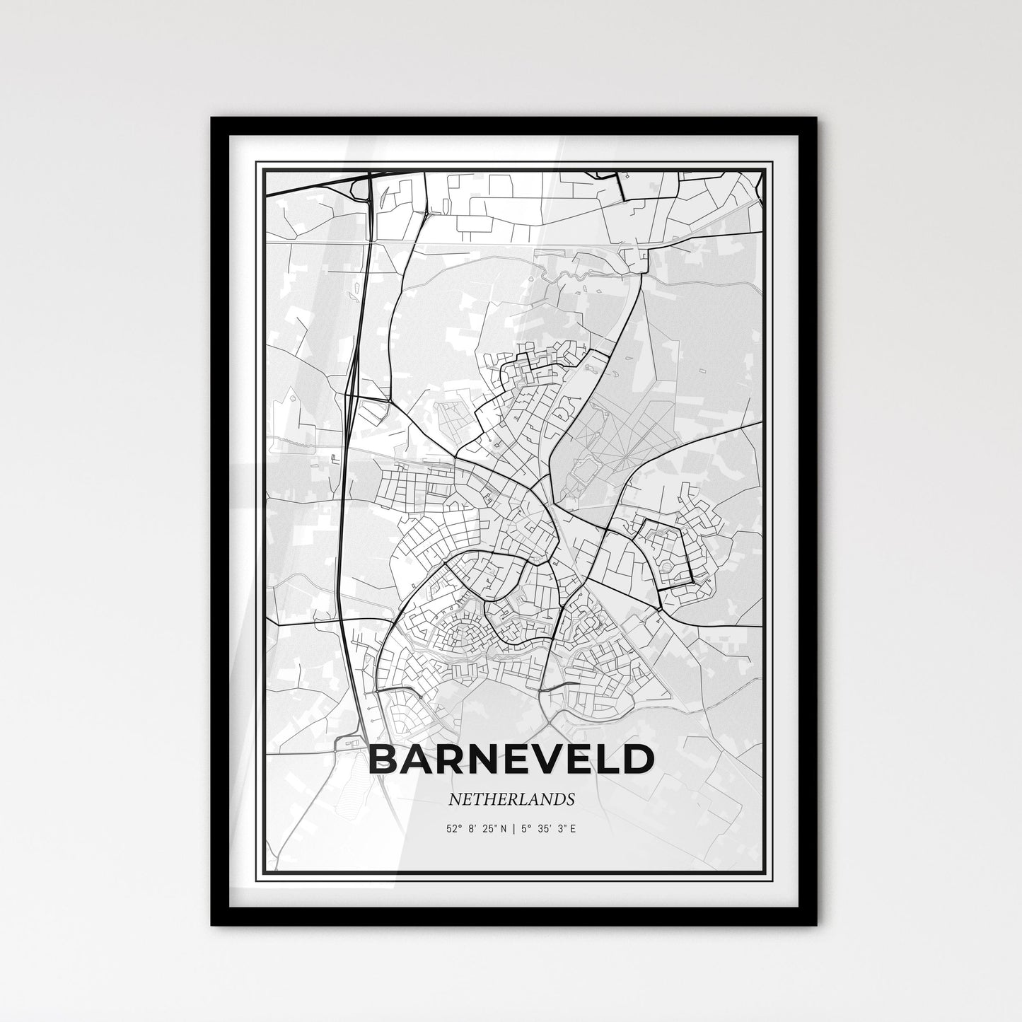  Barneveld Netherlands - Scandinavian Style City Map for Modern Home Decor