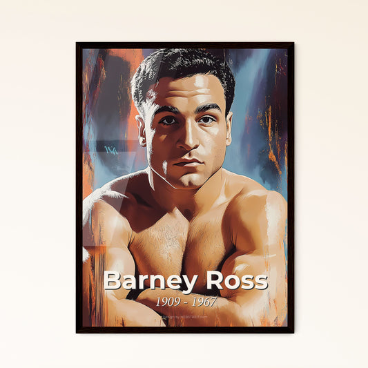 Portrait of Barney Ross, 1909 - 1967. Impressionistic painting of a man with his arms crossed.