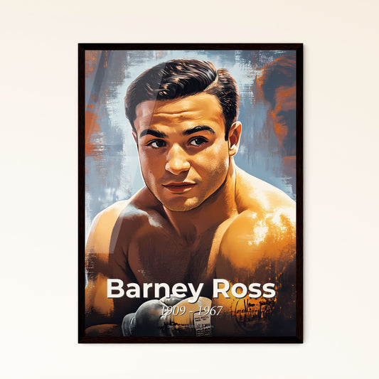 Portrait of Barney Ross, 1909 - 1967. Impressionistic painting of a man with boxing gloves.