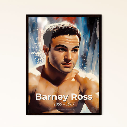 Portrait of Barney Ross, 1909 - 1967. Impressionistic painting of a man with no shirt.