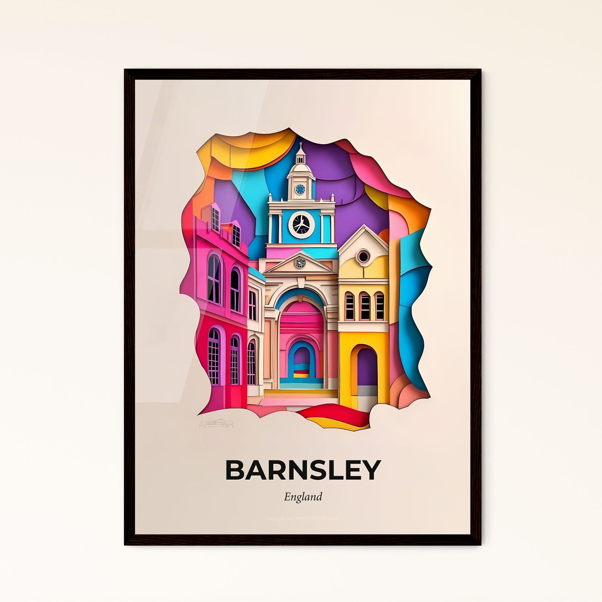 Vivid Barnsley, England - a colorful city with a clock tower in the middle