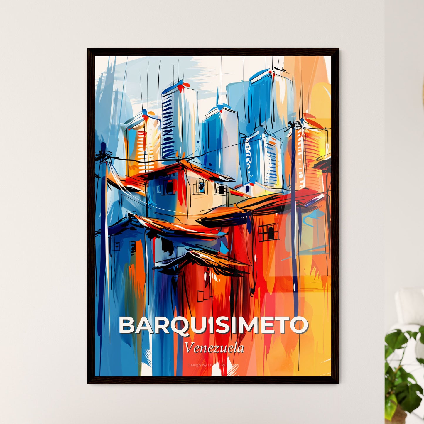 Vibrant Barquisimeto, Venezuela - A Painting Of Buildings And Buildings